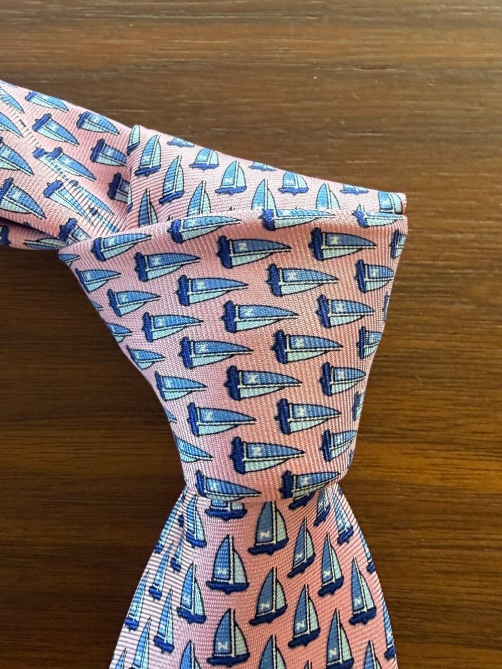 Ted Baker Pink Navy Sailboat Pattern Tie
